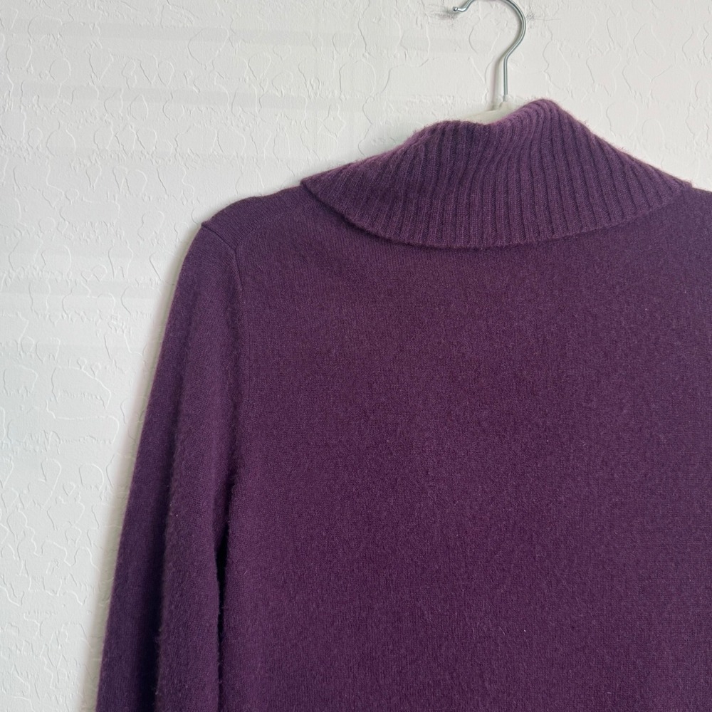 Ann Taylor Cashmere Cardigan Plum Purple Shawl Collar Button Front Sweater M - Picture 6 of 10